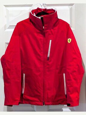 RARE VTG SCUDERIA Ferrari Racing Official Hooded Full Zip Red Logo Jacket Size L